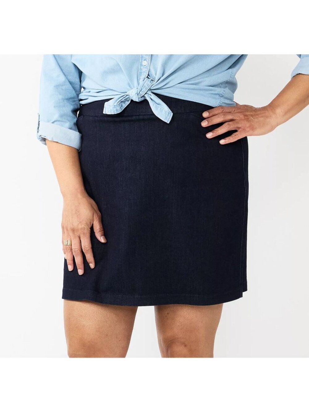 Croft & Barrow Effortless Stretch Skort Mid Rise Plus Size 30W NWT Blue Jean